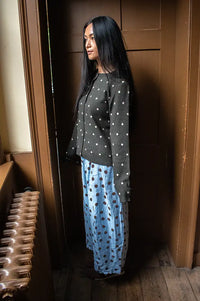 Compania Fantastica Green & White Polka Dot Cardigan