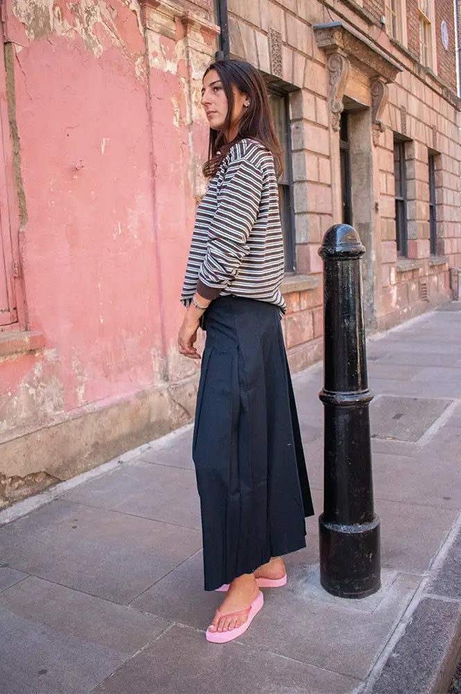 Damson Madder Remie Chocolate & Blue Stripe Rugby Top