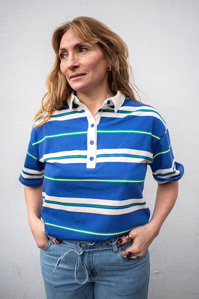 Lolly's Laundry Ulma Blue Stripe Polo T-Shirt