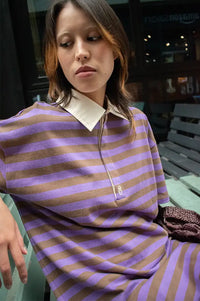 FRNCH Ace Violet Stripe Polo Dress