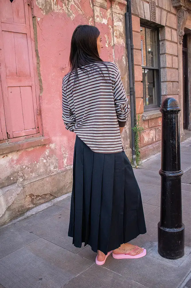 Damson Madder Remie Chocolate & Blue Stripe Rugby Top