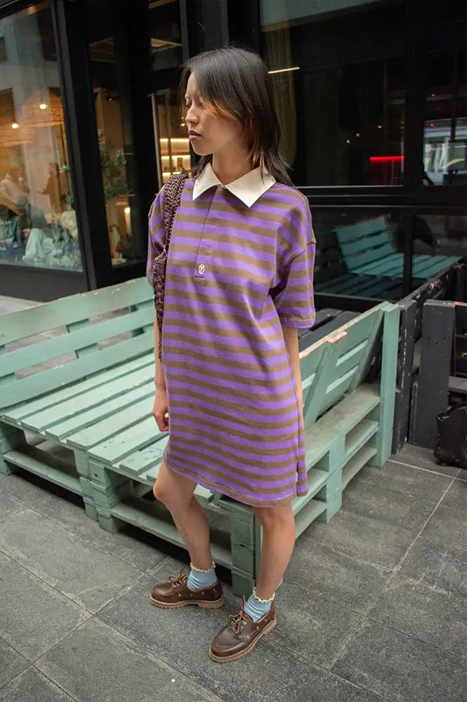 FRNCH Ace Violet Stripe Polo Dress