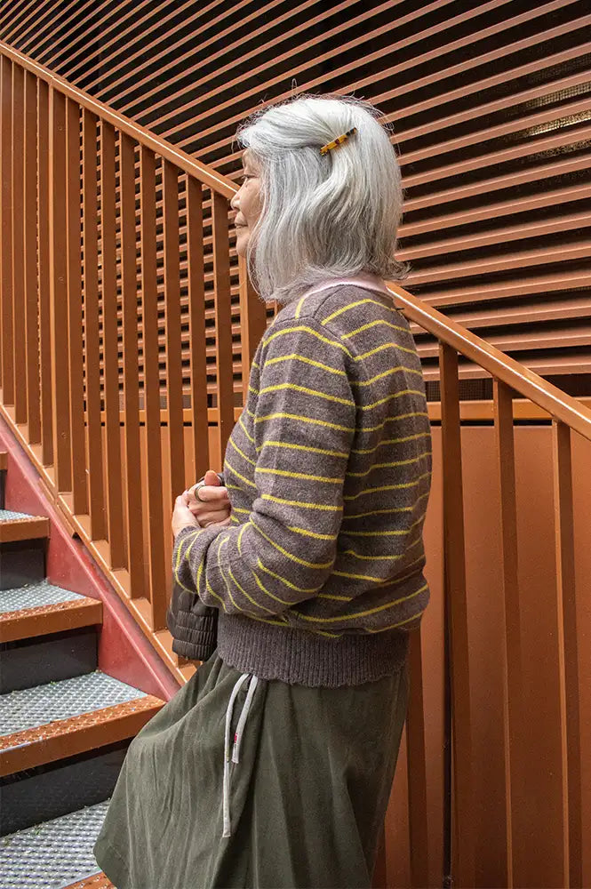 Numph Lucinda Black Coffee Stripe Jumper