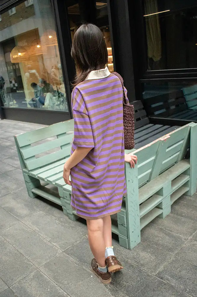 FRNCH Ace Violet Stripe Polo Dress