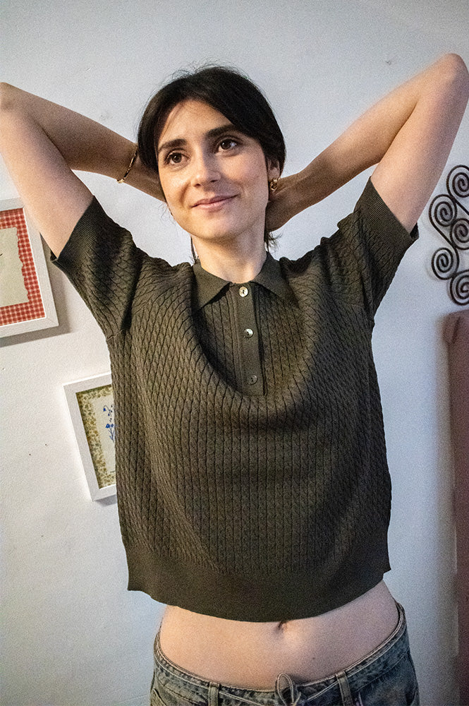 Numph Alette Sea Moss Polo Top - The Mercantile London