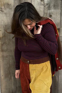 Basic Apparel Ludmilla Bordeaux and Sky Captain Top - The Mercantile London