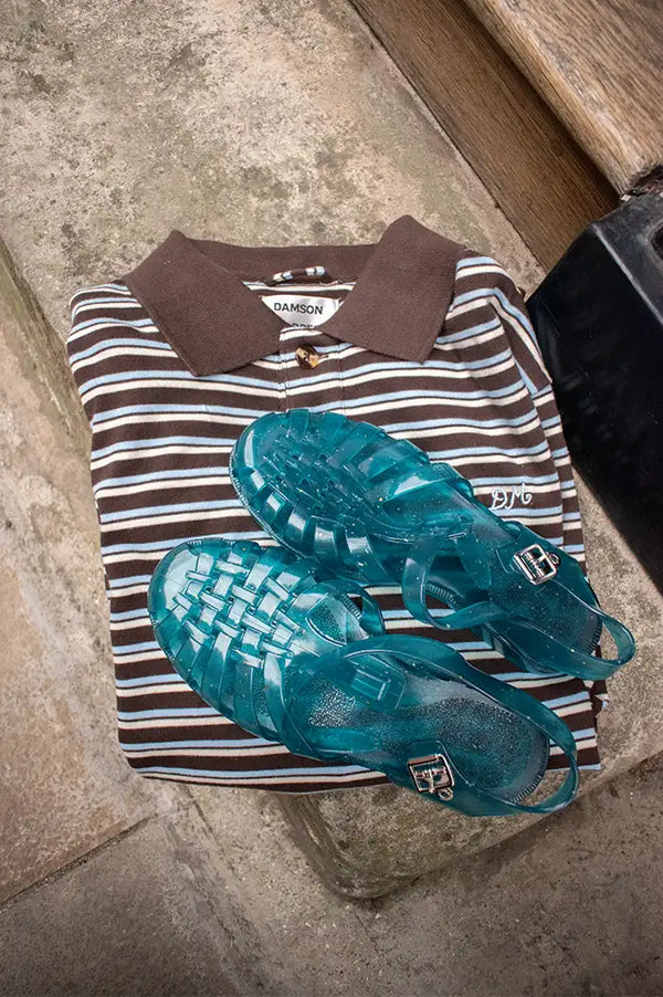 Damson Madder Remie Chocolate & Blue Stripe Rugby Top