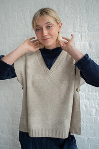 ICHI Maja Light Grey Melange Poncho - The Mercantile London