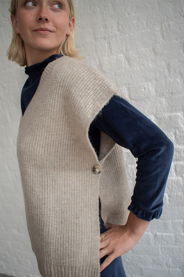 ICHI Maja Light Grey Melange Poncho - The Mercantile London