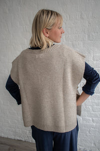 ICHI Maja Light Grey Melange Poncho - The Mercantile London