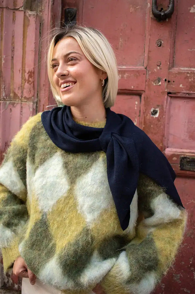 JcSophie Posy Navy Knitted Scarf