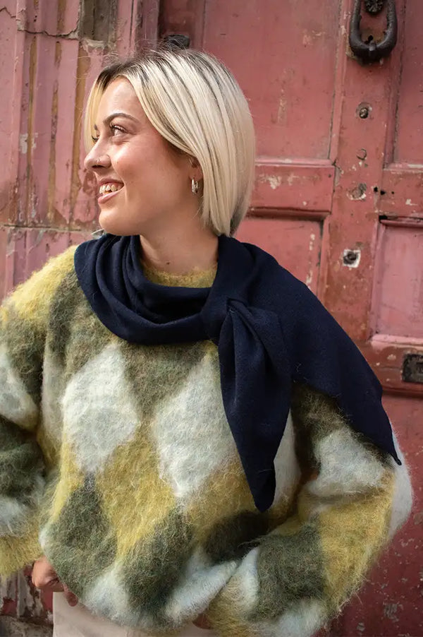 JcSophie Posy Navy Knitted Scarf