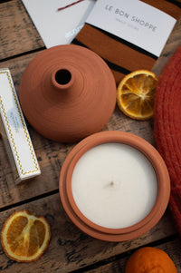 Lit By Drew Textured Terracotta Candle Moroccan Amber + Orris Root - The Mercantile London