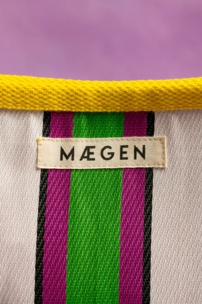 MAEGEN Yellow, Pink & Green Striped Pouch