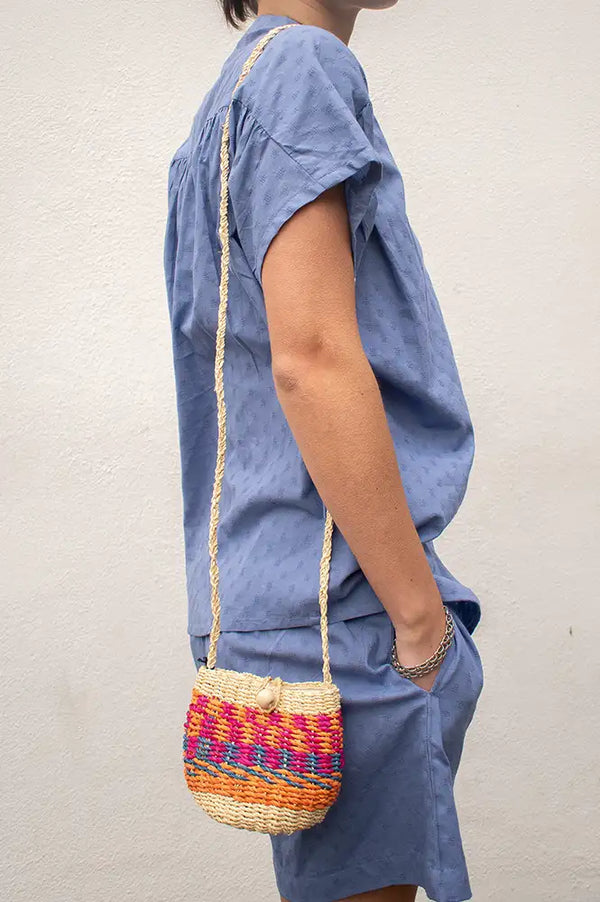 Charlie Joe Egel Mini Woven Wicker Pouch Bag - The Mercantile London