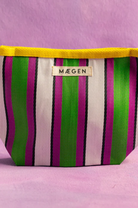 MAEGEN Yellow, Pink & Green Striped Pouch
