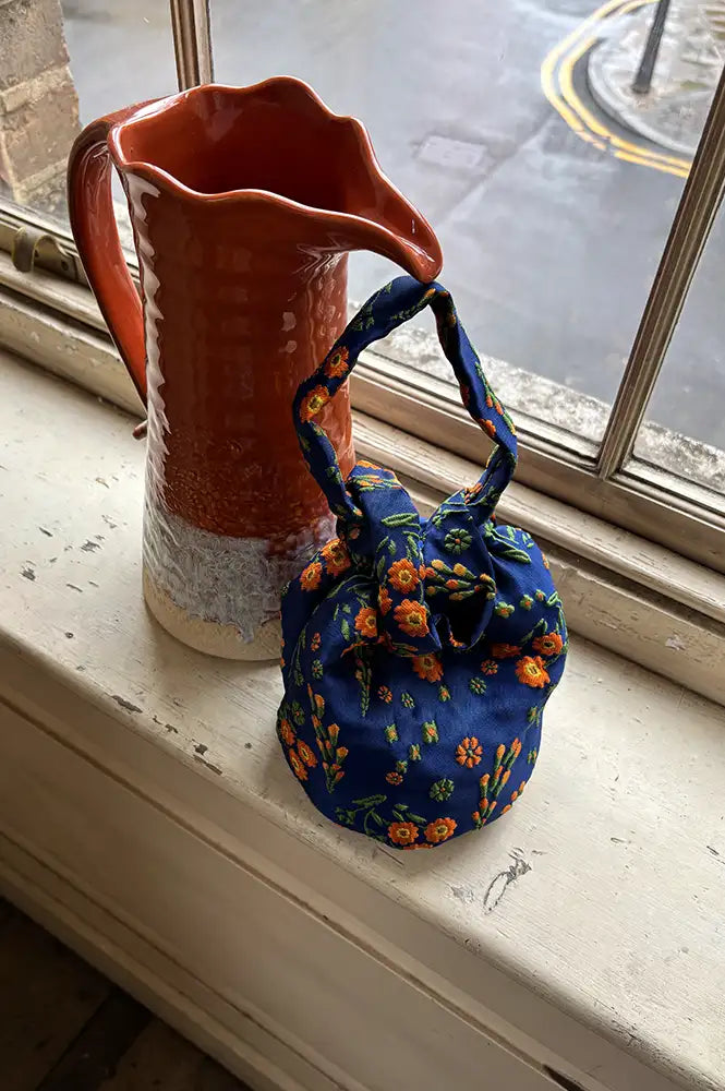 Compania Fantastica Navy Floral Jacquard Bag