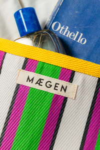 MAEGEN Yellow, Pink & Green Striped Pouch