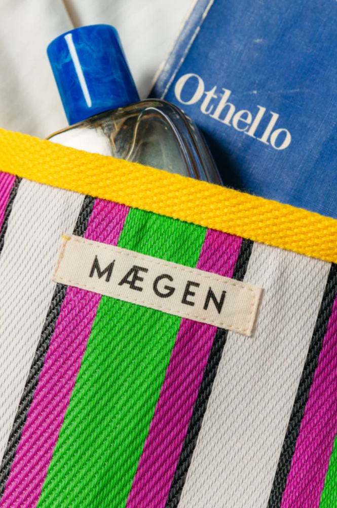 MAEGEN Yellow, Pink & Green Striped Pouch