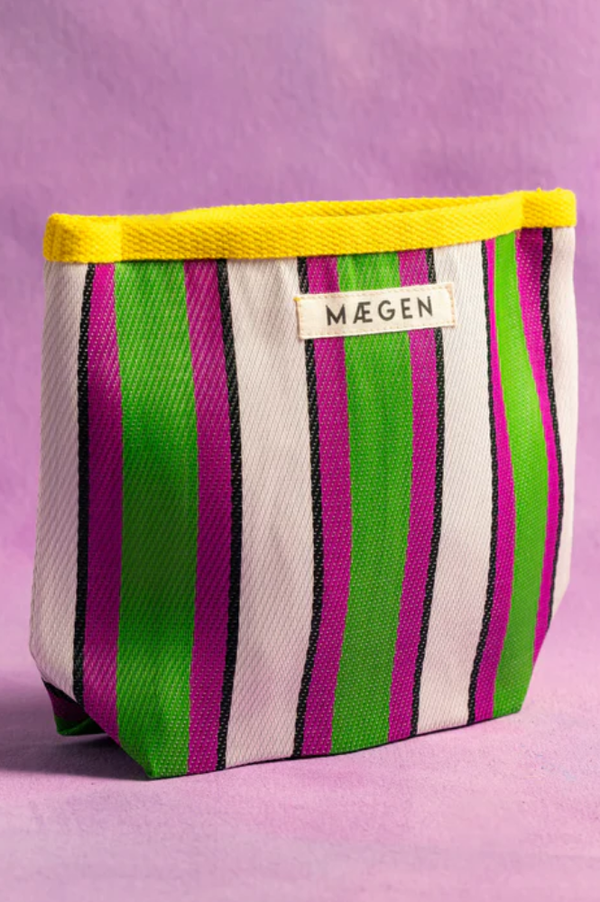 MAEGEN Yellow, Pink & Green Striped Pouch