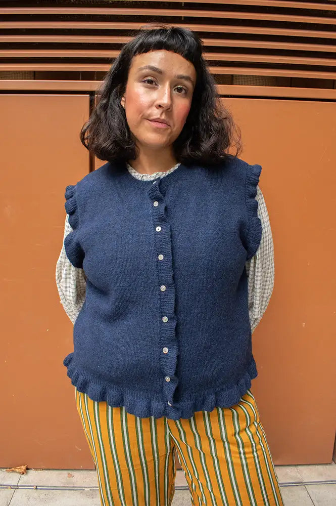 ICHI Povoke Navy Knitted Waistcoat