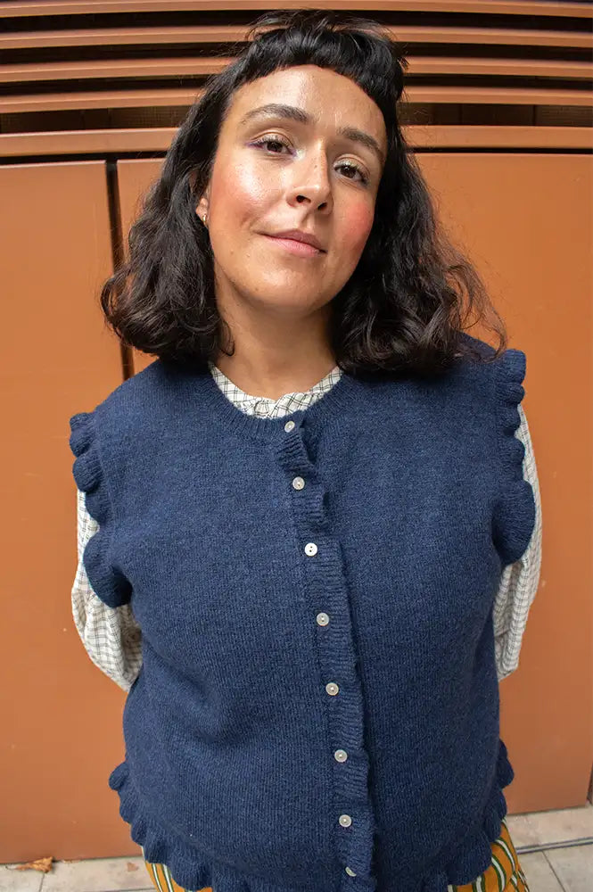 ICHI Povoke Navy Knitted Waistcoat