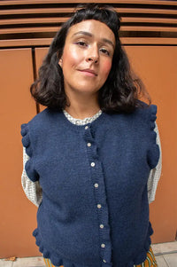 ICHI Povoke Navy Knitted Waistcoat