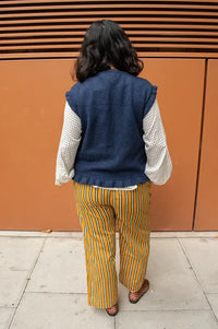 ICHI Povoke Navy Knitted Waistcoat
