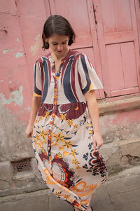 An'ge Obemia Clever Ecru Print Dress - The Mercantile London