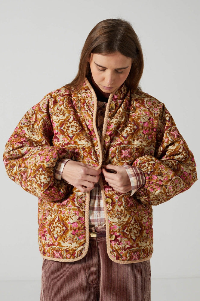 Charlie Joe Priya Gold Dolce Print Jacket - The Mercantile London