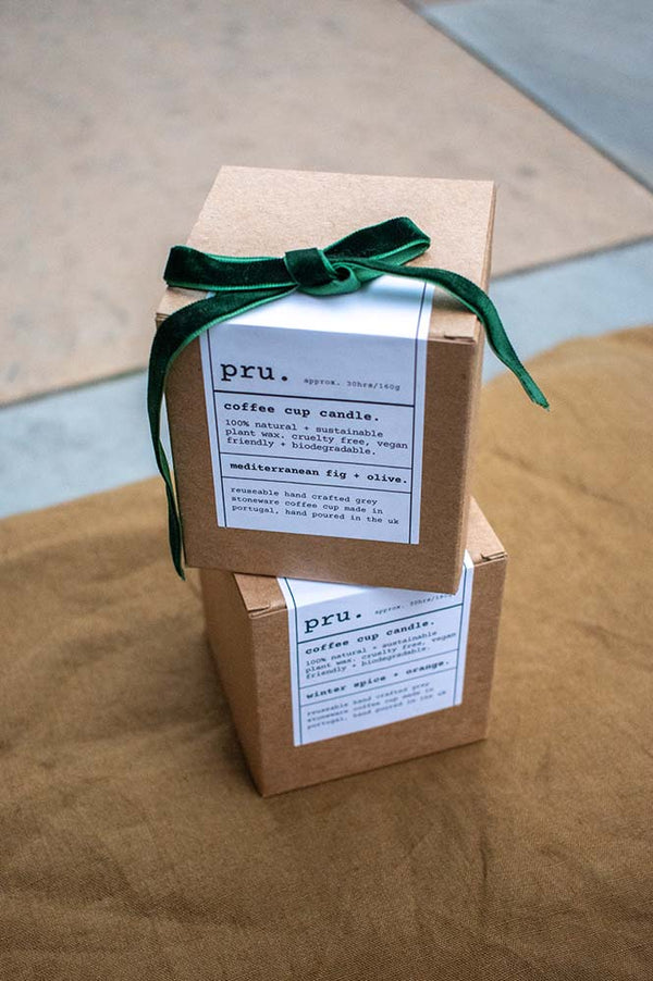 Pru Mediterranean Fig & Olive Coffee Cup Candle - The Mercantile London