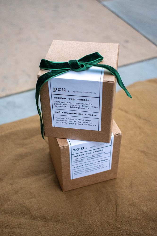 Pru Mediterranean Fig & Olive Coffee Cup Candle - The Mercantile London