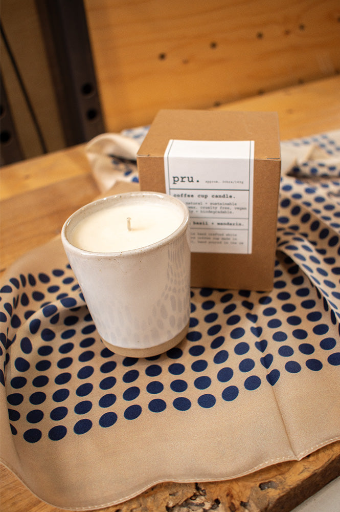 Pru Ivory Lime Basil & Mandarin Coffee Cup Candle - The Mercantile London