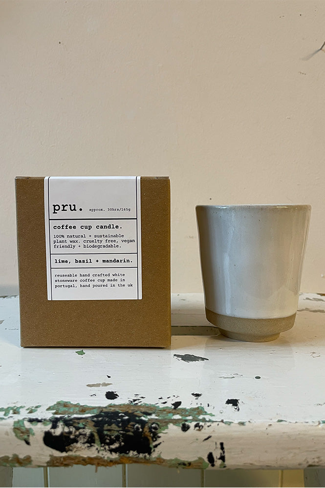 Pru Ivory Lime Basil & Mandarin Coffee Cup Candle - The Mercantile London
