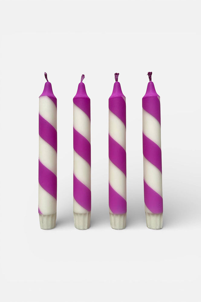 Florrie & Wren Bright Purple Stripe Hand Dipped Candles - The Mercantile London