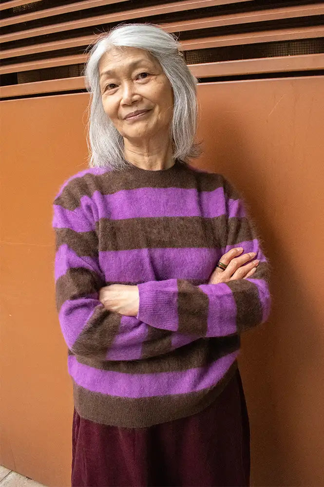 Jumper 1234 Misty Purple Brushed Stripe Crewneck Jumper
