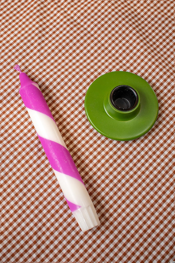 Florrie & Wren Bright Purple Stripe Hand Dipped Candles - The Mercantile London