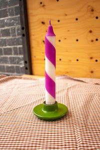 Florrie & Wren Bright Purple Stripe Hand Dipped Candles - The Mercantile London
