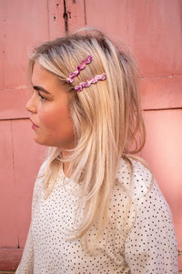 Tiepology Eco Cloud Wave Mulberry Marble Slide Hair Pin Set - The Mercantile London