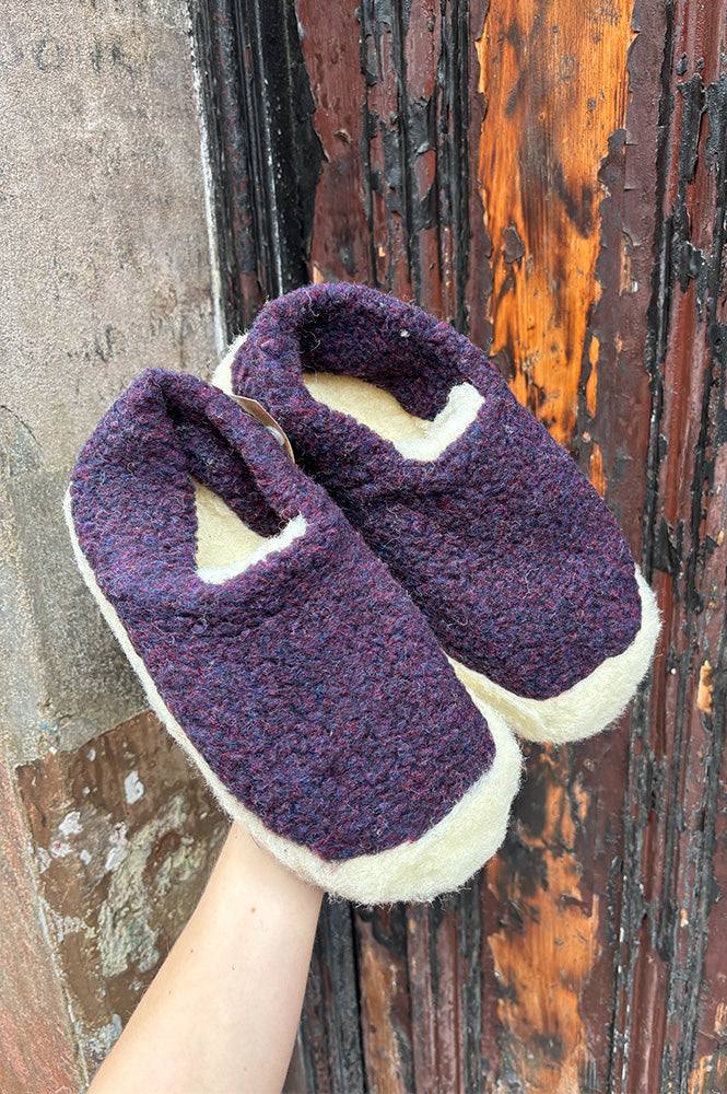 YOKO Wool Plum Natural Slippers - The Mercantile London