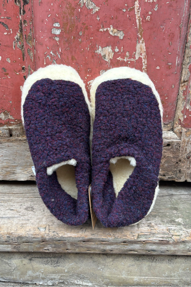 YOKO Wool Plum Natural Slippers - The Mercantile London