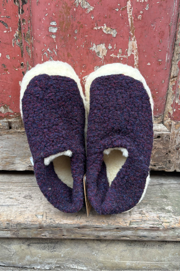 YOKO Wool Plum Natural Slippers - The Mercantile London