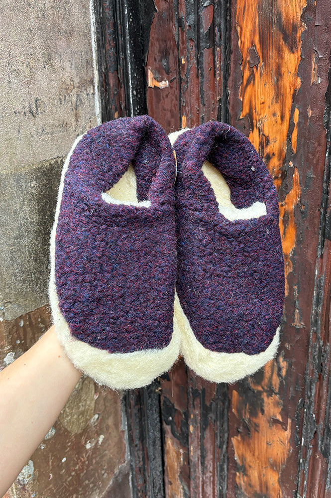 YOKO Wool Plum Natural Slippers - The Mercantile London