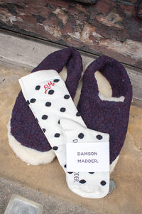 Damson Madder Cream & Black Knee High Polka Dot Socks - The Mercantile London