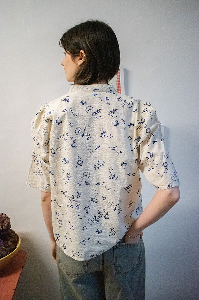 ICHI Qwina Indigo Floral Blouse - The Mercantile London
