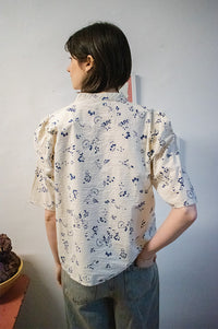 ICHI Qwina Indigo Floral Blouse - The Mercantile London