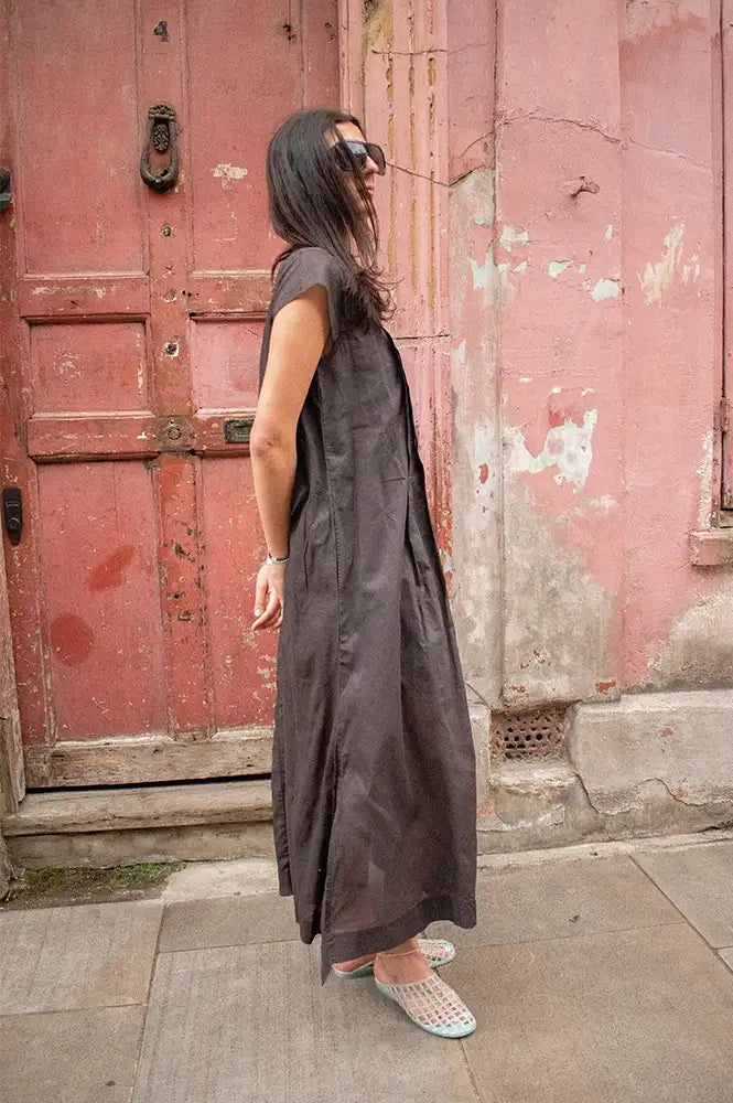 Rabens Saloner Taya Liquorice Multi Layer Dress - The Mercantile London