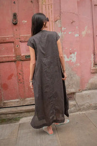 Rabens Saloner Taya Liquorice Multi Layer Dress - The Mercantile London