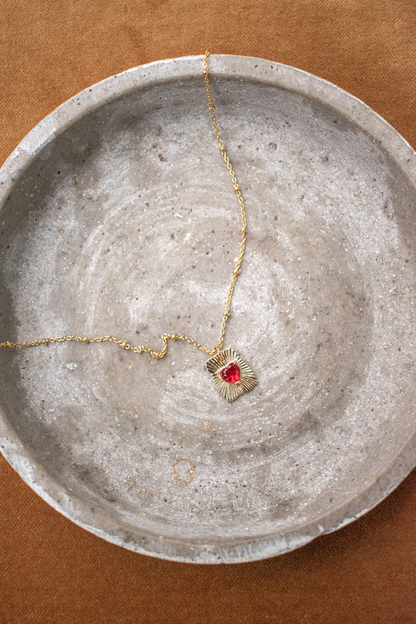 Lunar Radiant Heart Pendant Necklace