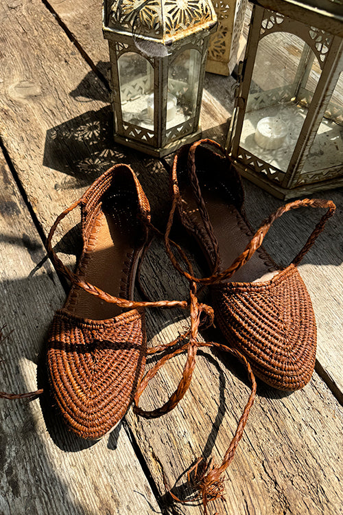 Raffia Handmade Brown Sandals - The Mercantile London